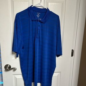 Men’s royal blue golf shirt.